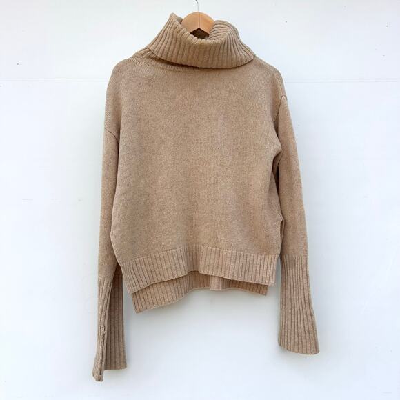 Filippa K Wool Chunky Knit Roller Neck Turtleneck Sweater Scandinavian Tan XS - Picture 2 of 10